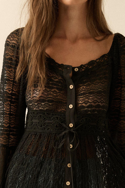 Wishful Dreaming Sheer Lace Layering Midi Dress