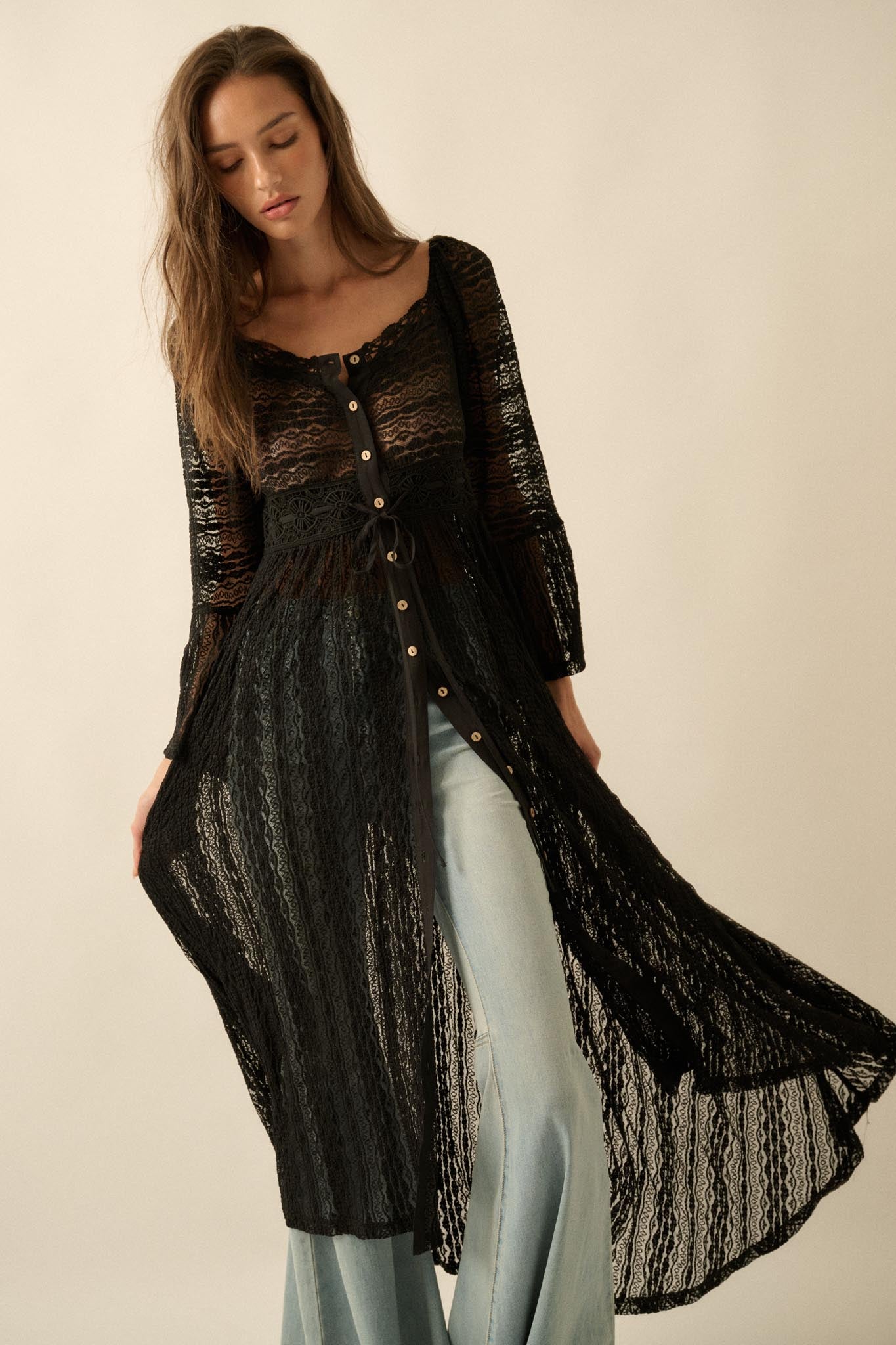 Wishful Dreaming Sheer Lace Layering Midi Dress