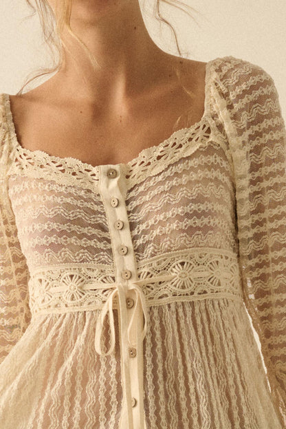 Wishful Dreaming Sheer Lace Layering Midi Dress