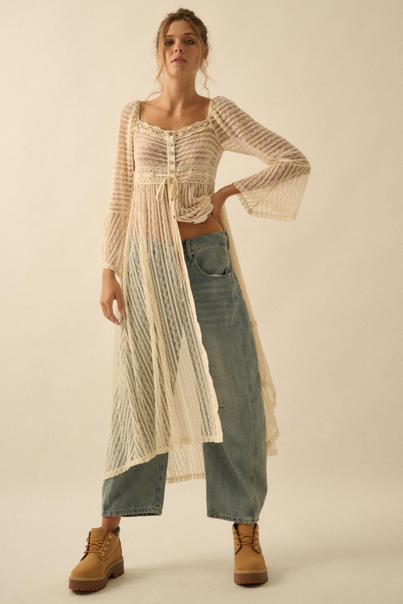 Wishful Dreaming Sheer Lace Layering Midi Dress