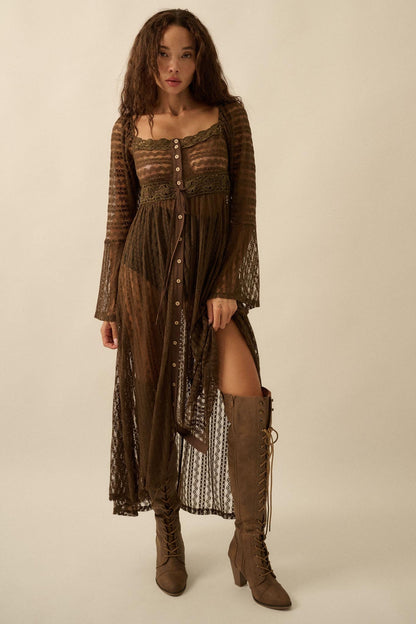 Wishful Dreaming Sheer Lace Layering Midi Dress