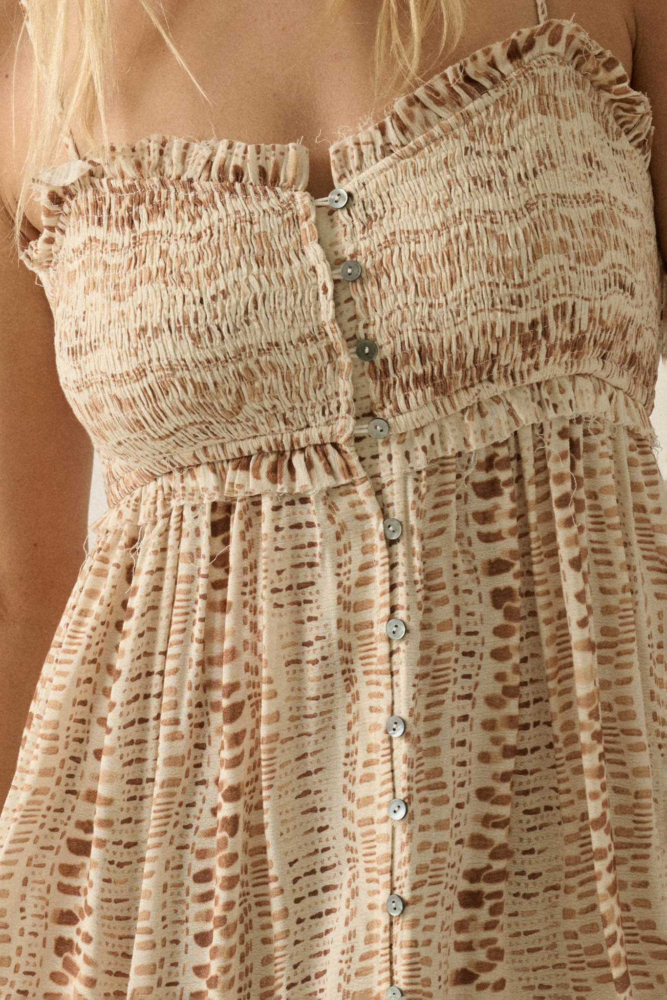 Wandering Soul Abstract-Print Button-Front Maxi Dress