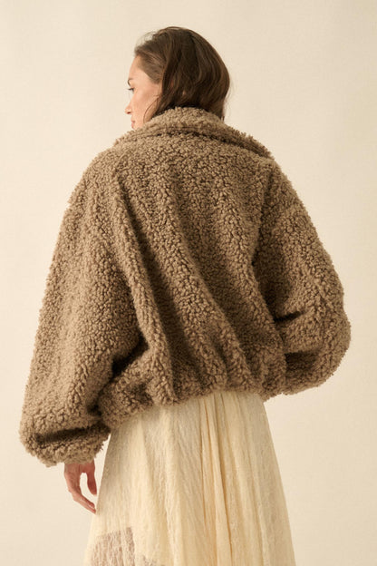 Warm Fuzzies Faux Shearling Zip-Up Teddy Jacket