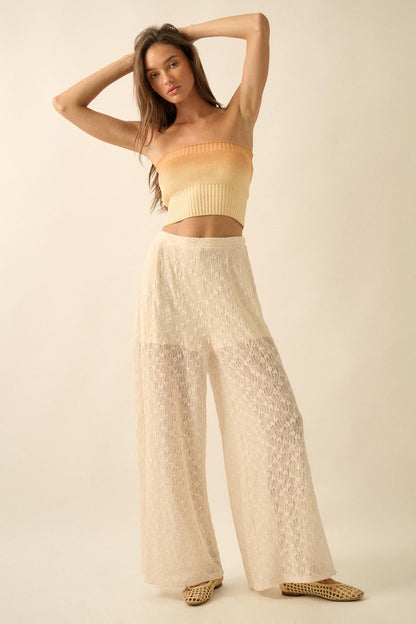 Sweet Breeze Floral Lace Wide-Leg Pants