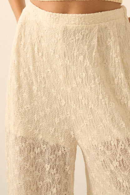 Sweet Breeze Floral Lace Wide-Leg Pants