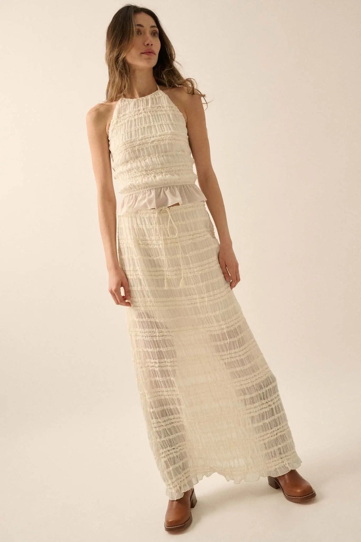 Whisper My Name Ruffled Chiffon Maxi Skirt
