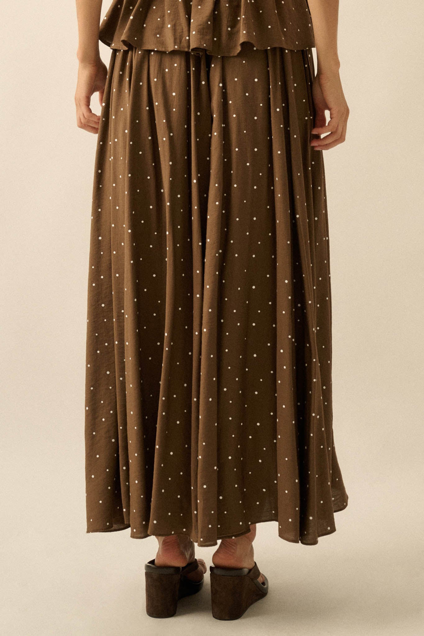 Well Spotted Polka Dot Tie-Side Maxi Skort