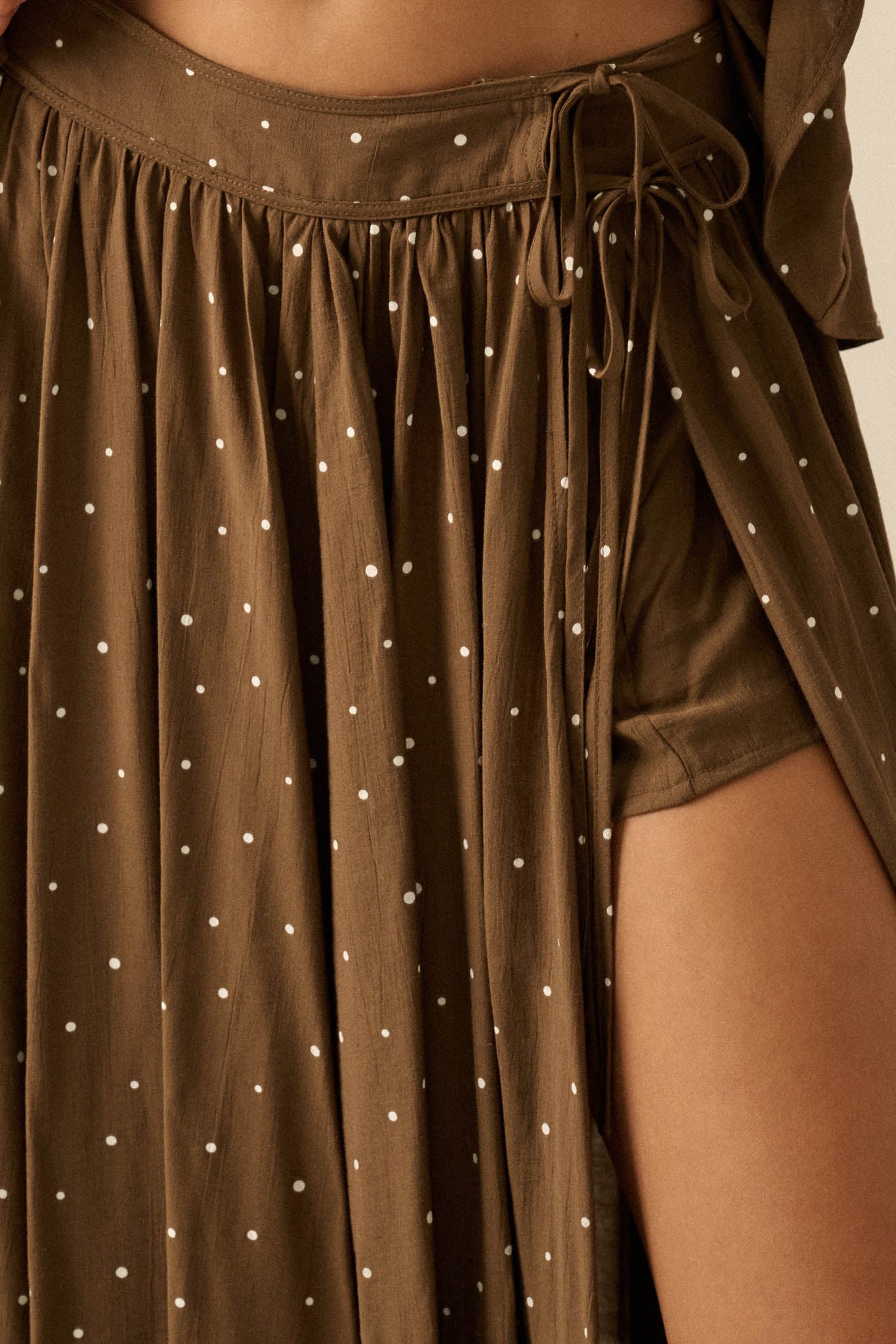 Well Spotted Polka Dot Tie-Side Maxi Skort