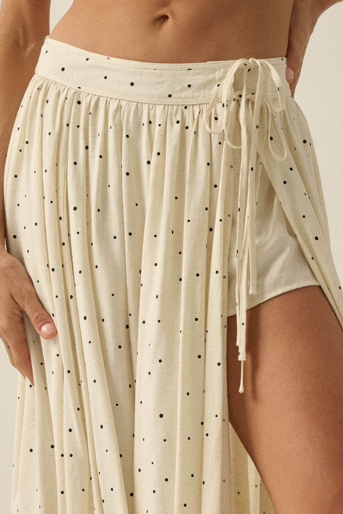 Well Spotted Polka Dot Tie-Side Maxi Skort