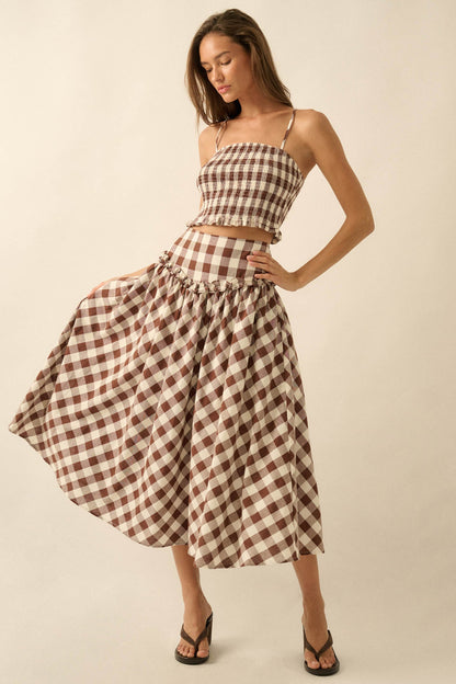 Sweet Surprise Gingham Plaid Smocked Cami Top