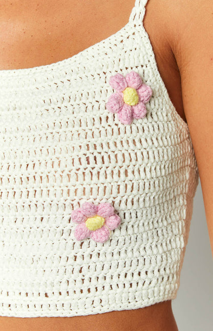 Flower Power White Crop Top