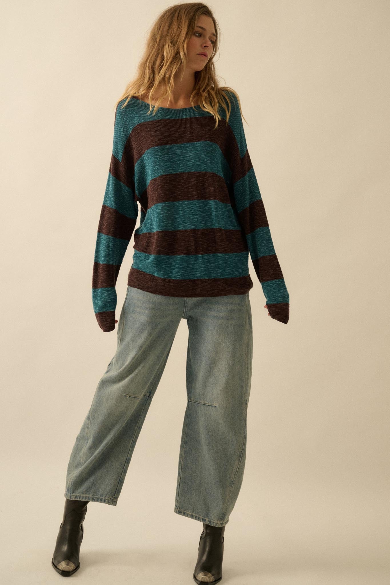 Stripe Zone Striped Slub-Knit Sweater