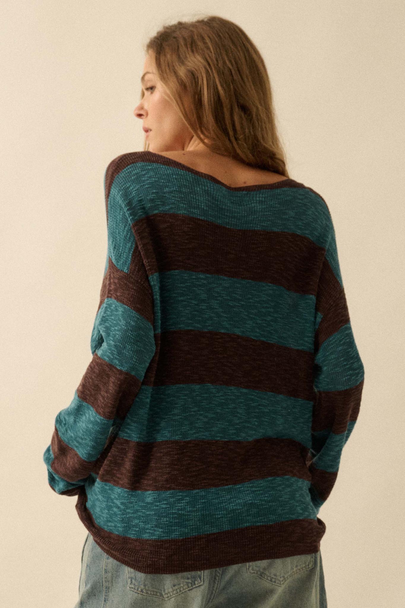 Stripe Zone Striped Slub-Knit Sweater
