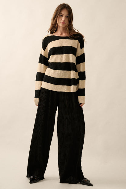 Stripe Zone Striped Slub-Knit Sweater