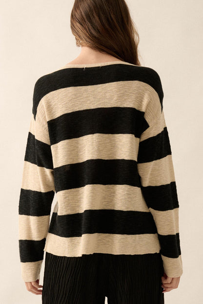 Stripe Zone Striped Slub-Knit Sweater