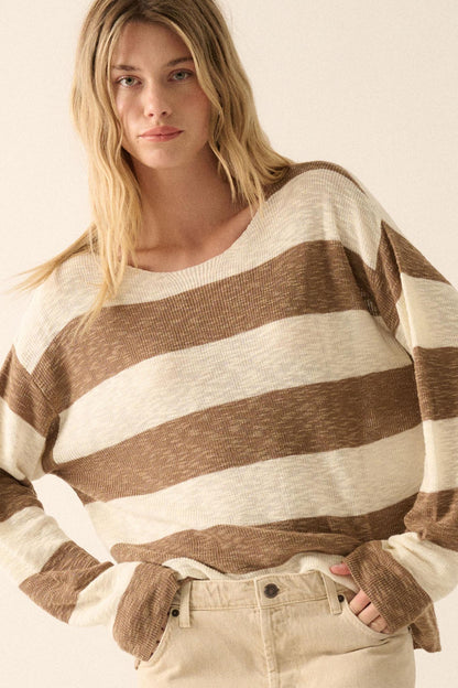 Stripe Zone Striped Slub-Knit Sweater
