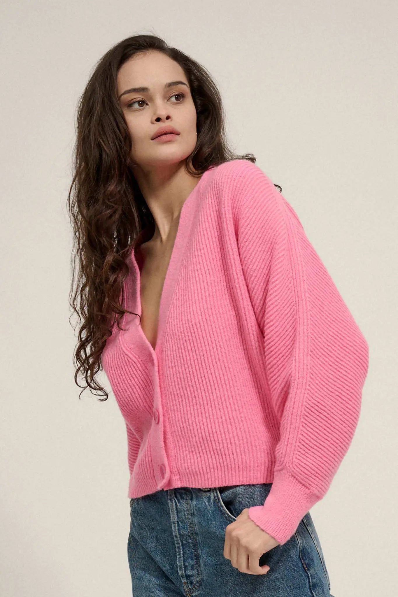 Stay Close Ribbed Knit Dolman Cardigan Sweater