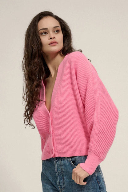Stay Close Ribbed Knit Dolman Cardigan Sweater