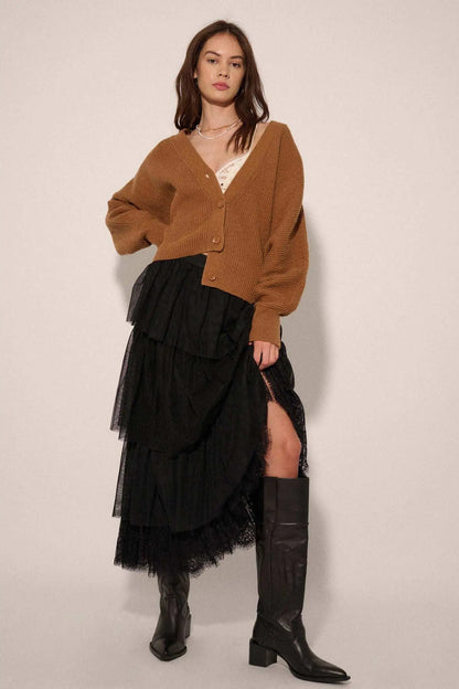 Stay Close Ribbed Knit Dolman Cardigan Sweater
