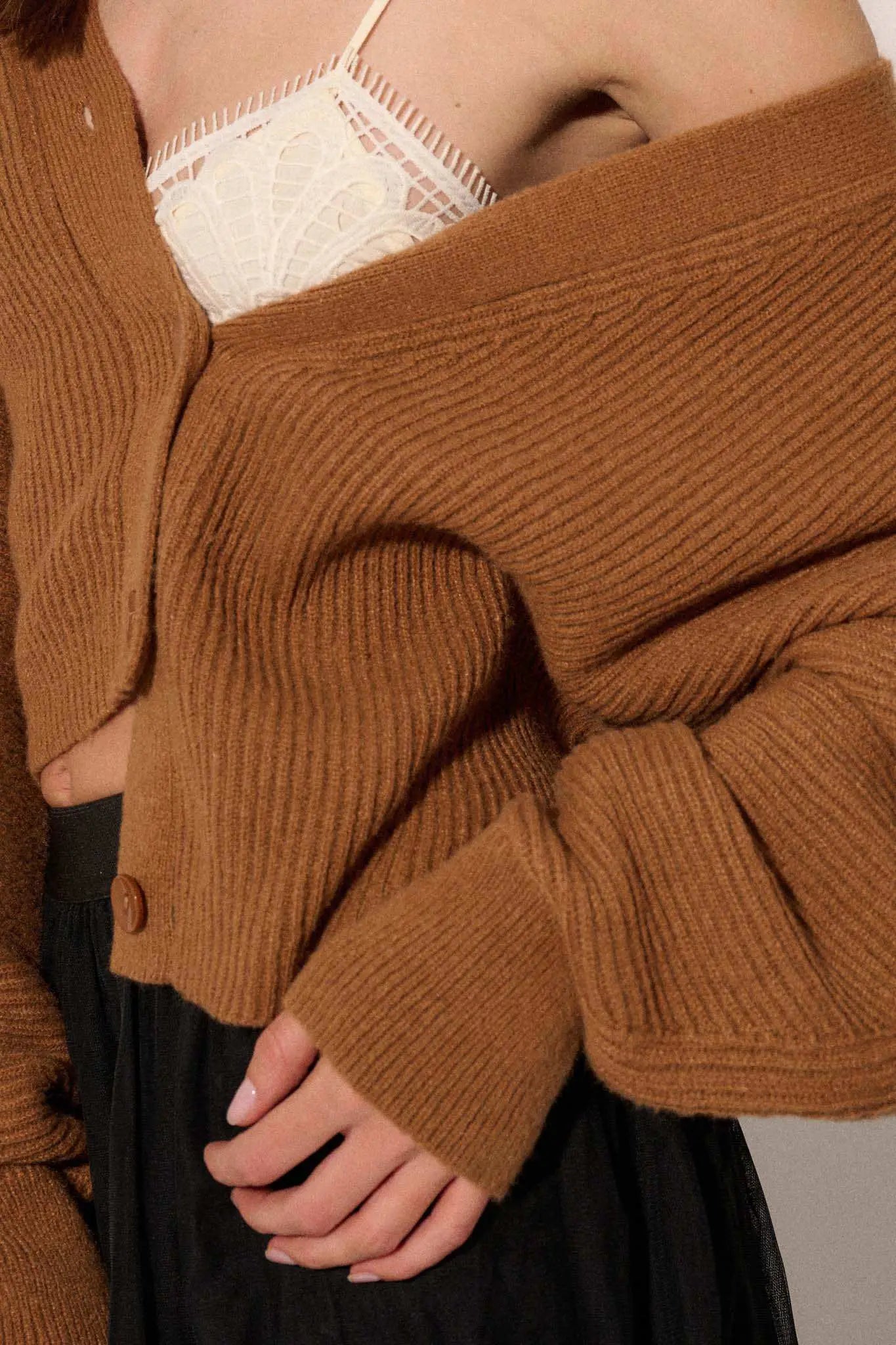 Stay Close Ribbed Knit Dolman Cardigan Sweater
