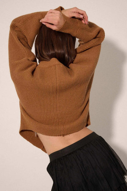 Stay Close Ribbed Knit Dolman Cardigan Sweater
