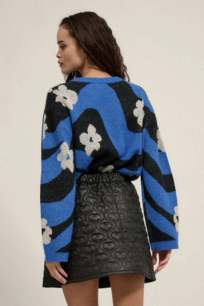Warm Blooms Striped and Floral Sweater