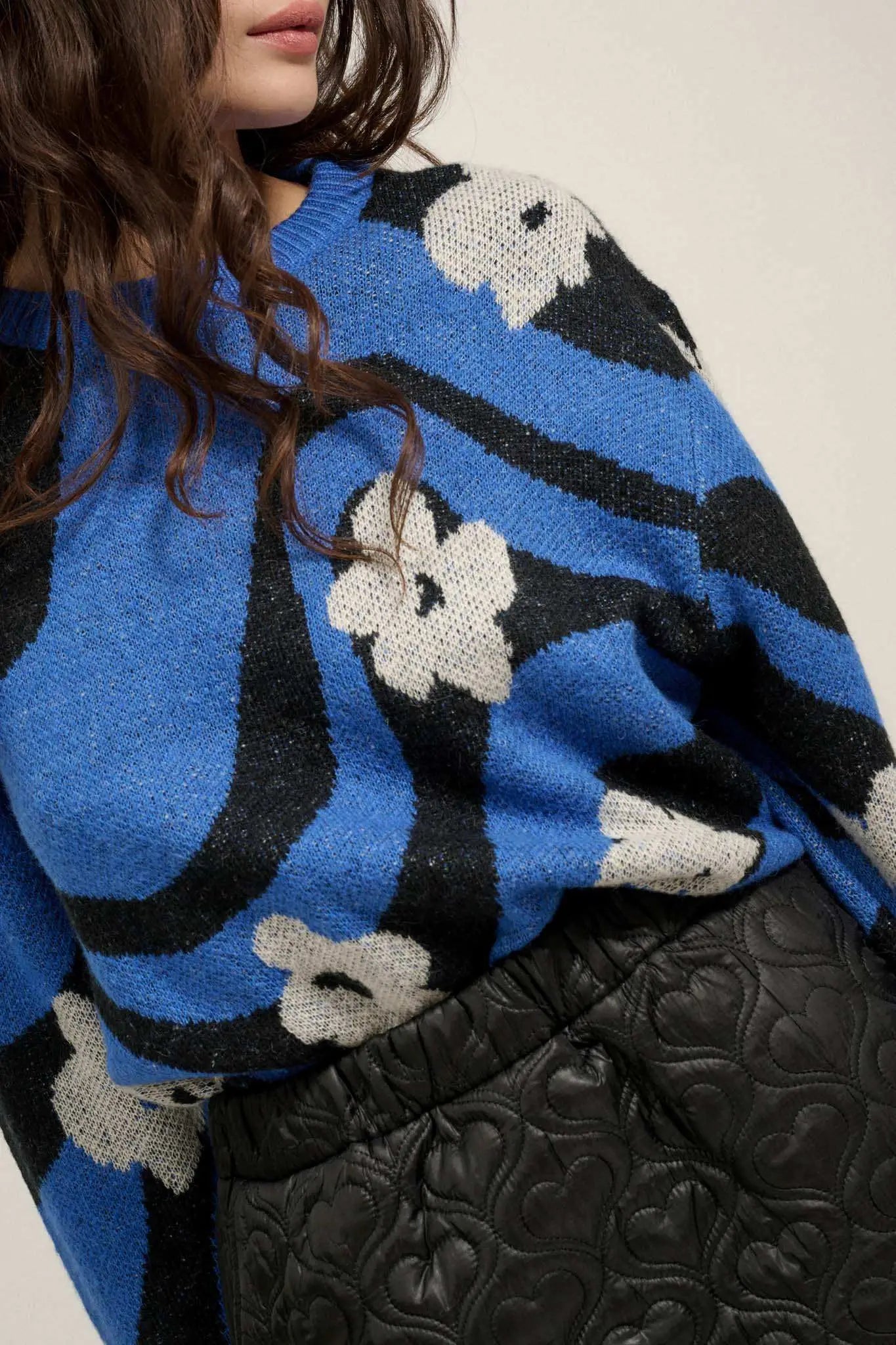 Warm Blooms Striped and Floral Sweater