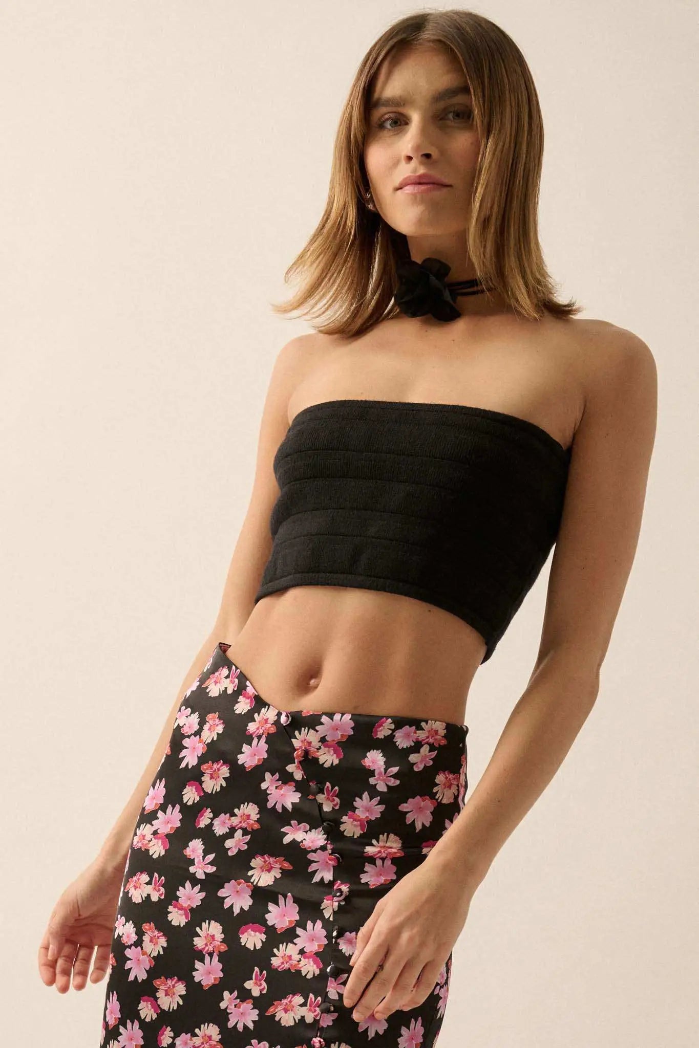Totally Tubular Ribbed Knit Bandeau Tube Top
