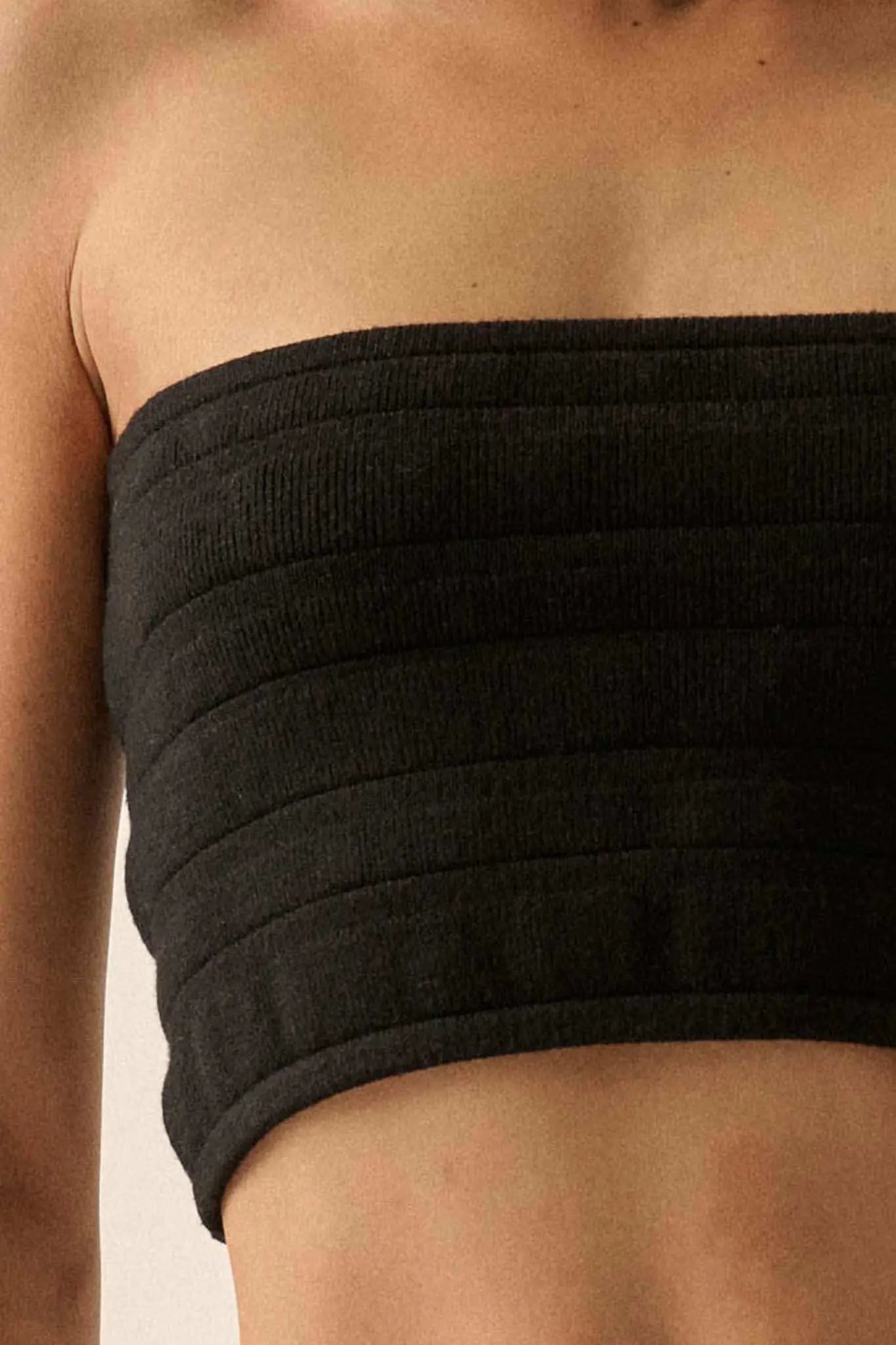 Totally Tubular Ribbed Knit Bandeau Tube Top