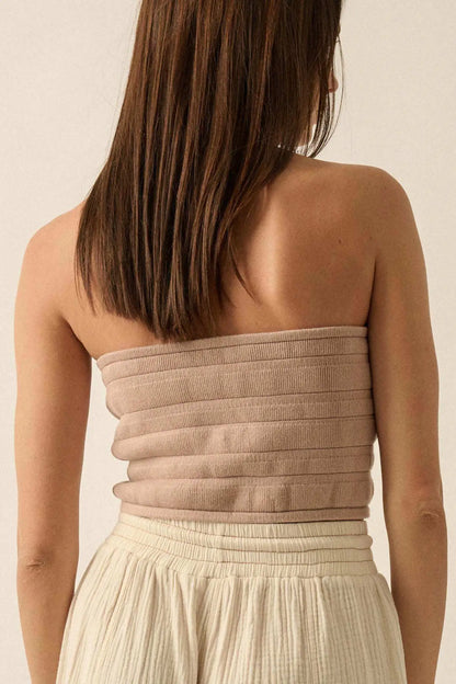 Totally Tubular Ribbed Knit Bandeau Tube Top