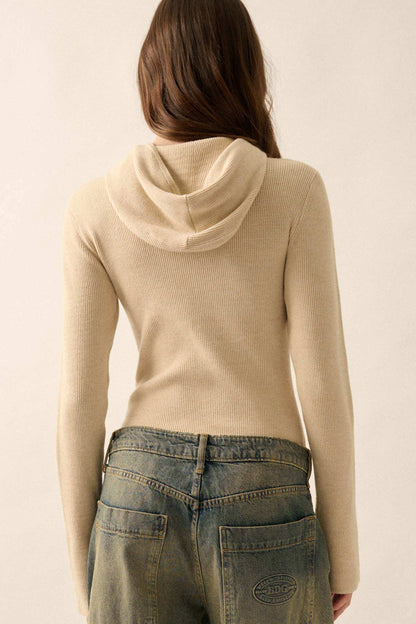 Time Will Tell Ribbed Knit Hoodie Bodysuit
