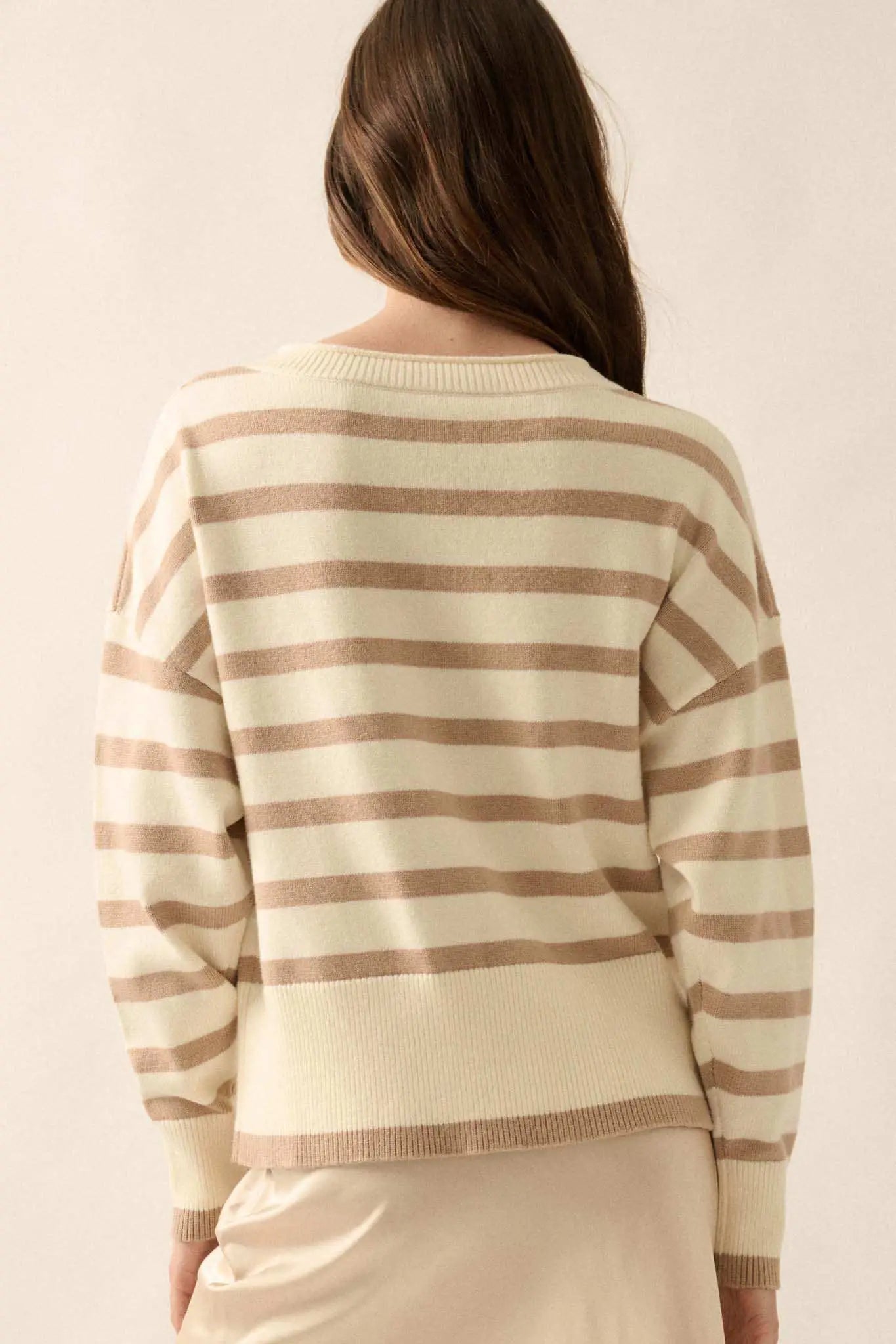 Taking Notes Striped Button-Front Cardigan