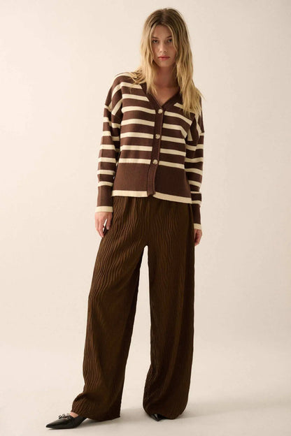 Taking Notes Striped Button-Front Cardigan