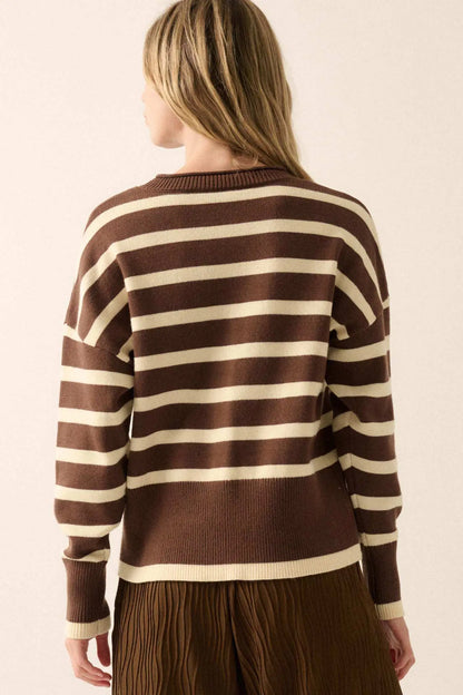 Taking Notes Striped Button-Front Cardigan