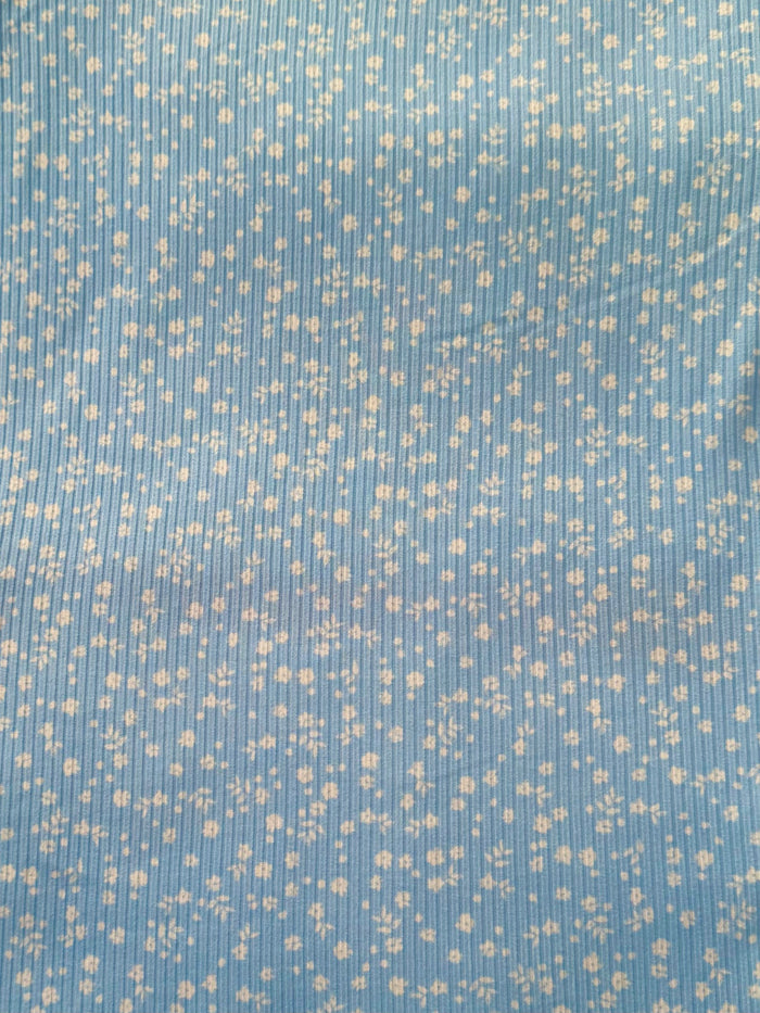 Little Wildflowers Sky Blue Ribbed - Limited Vault Fabric
