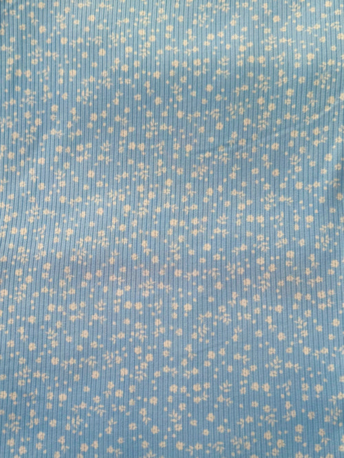 Little Wildflowers Sky Blue Ribbed - Limited Vault Fabric