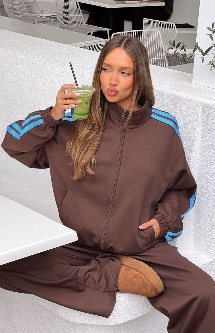 Kosie Chocolate And Blue Stripe Jacket - PRE ORDER
