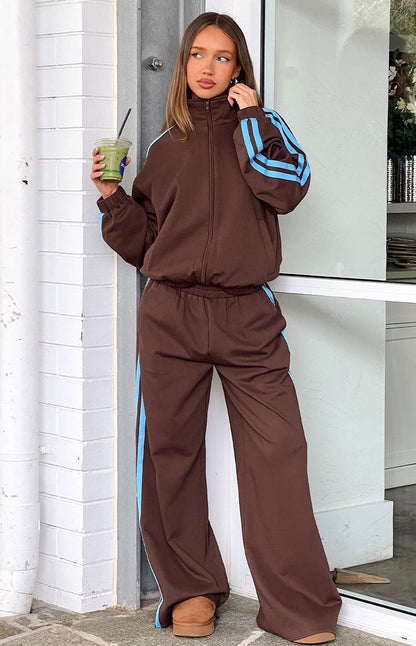 Kosie Chocolate And Blue Stripe Jacket - PRE ORDER
