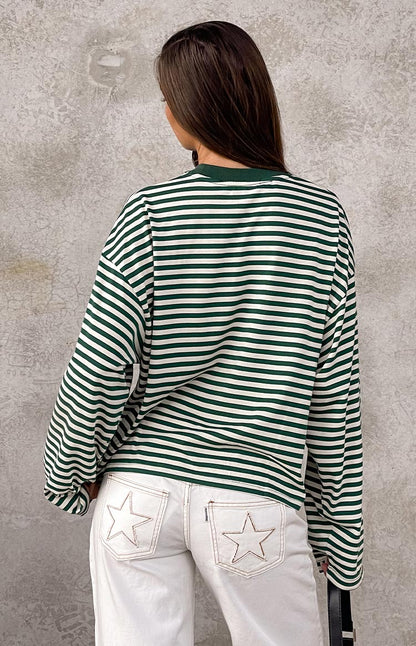 Lioness Bloom Moss Stripe Long Sleeve Top