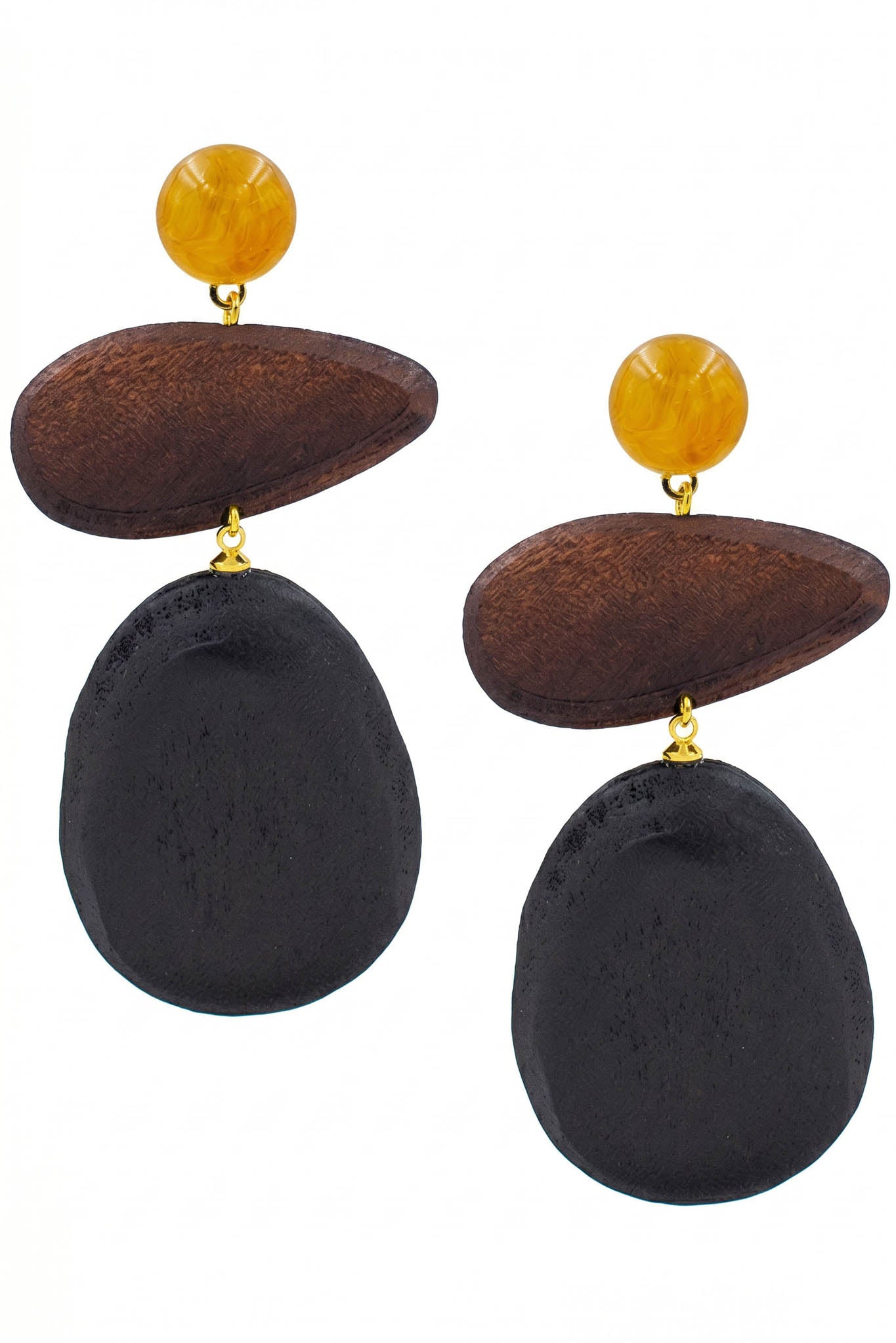 Wilshire Two-Tone Wood Sculptural Dangle Earrings