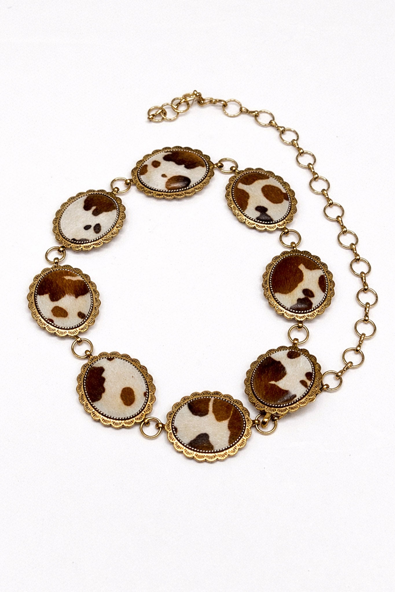 Vasquez Western Cowhide Concho Chain Belt