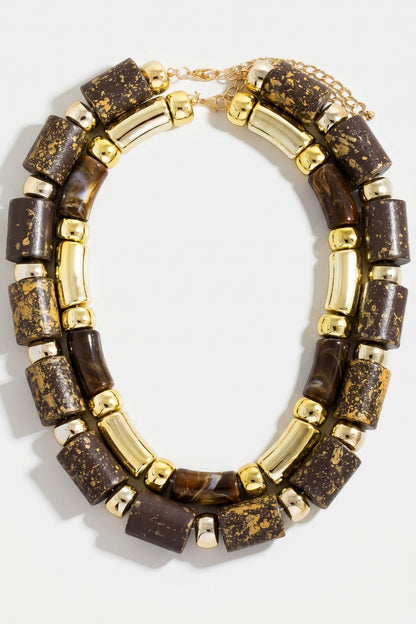 Woodcliff Chunky Tube Bead Layered Necklace