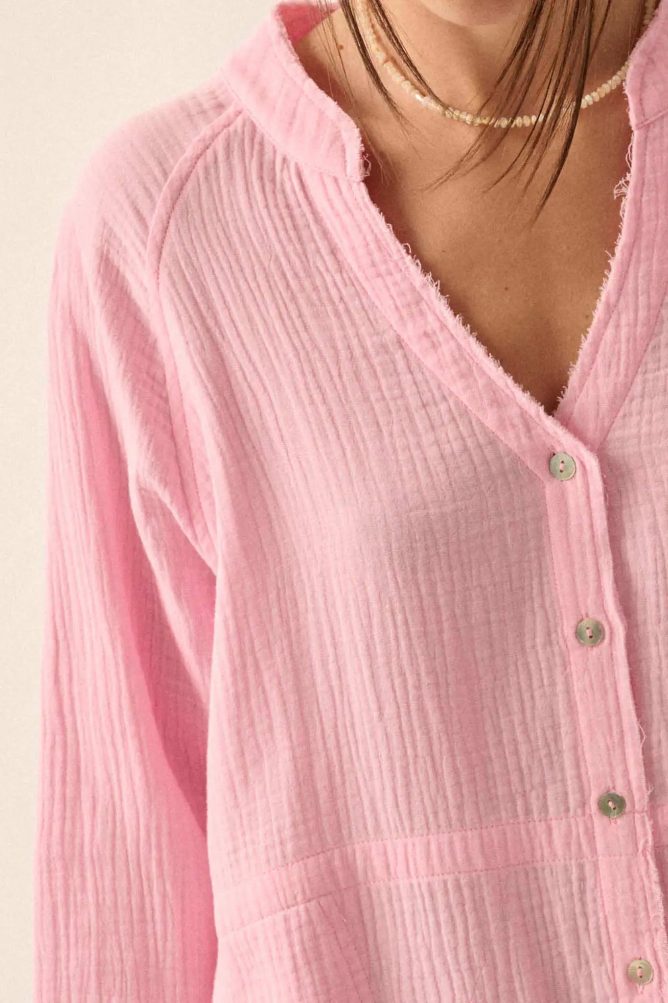Sunday Vibes Crinkle Cotton Mini Shirt Dress