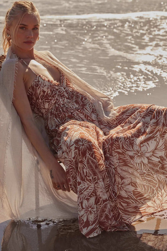 Tropical Tango Floral-Print Halter Maxi Dress