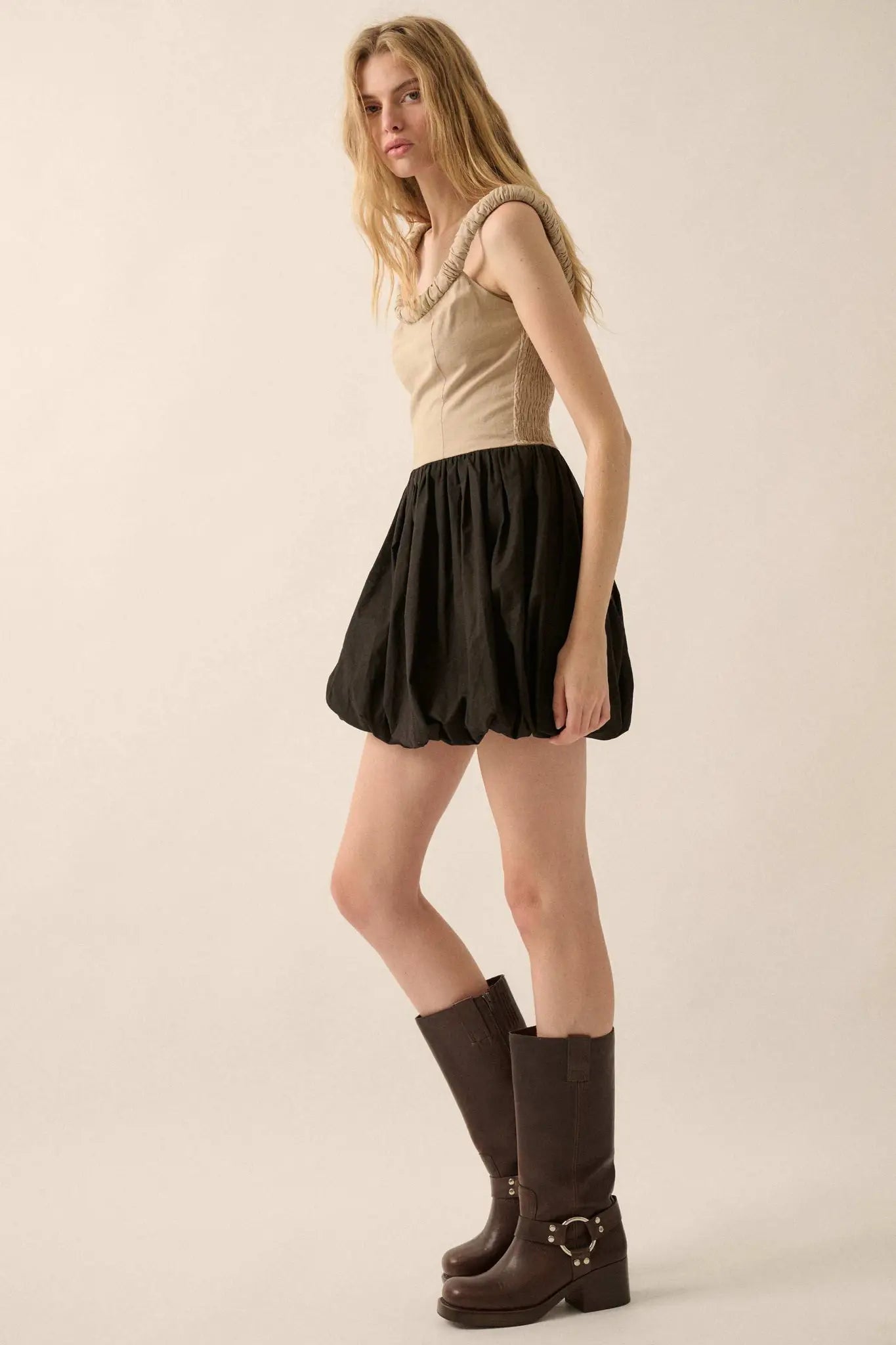 Twice As Nice Colorblock Bubble Mini Dress