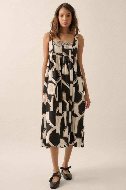 Treasure Trove Abstract-Print Pocket Midi Dress