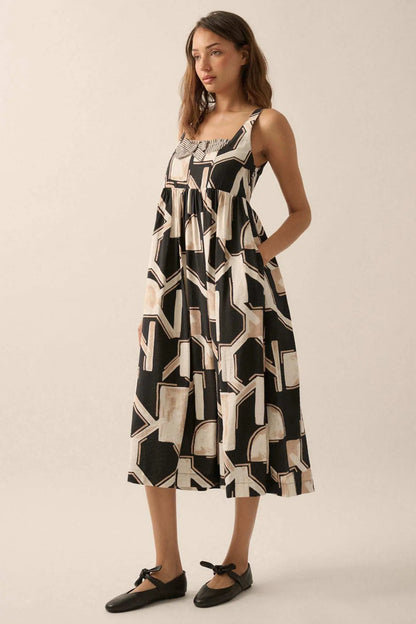 Treasure Trove Abstract-Print Pocket Midi Dress