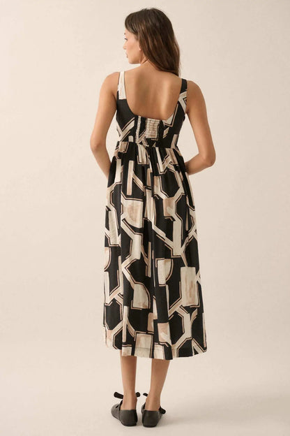 Treasure Trove Abstract-Print Pocket Midi Dress