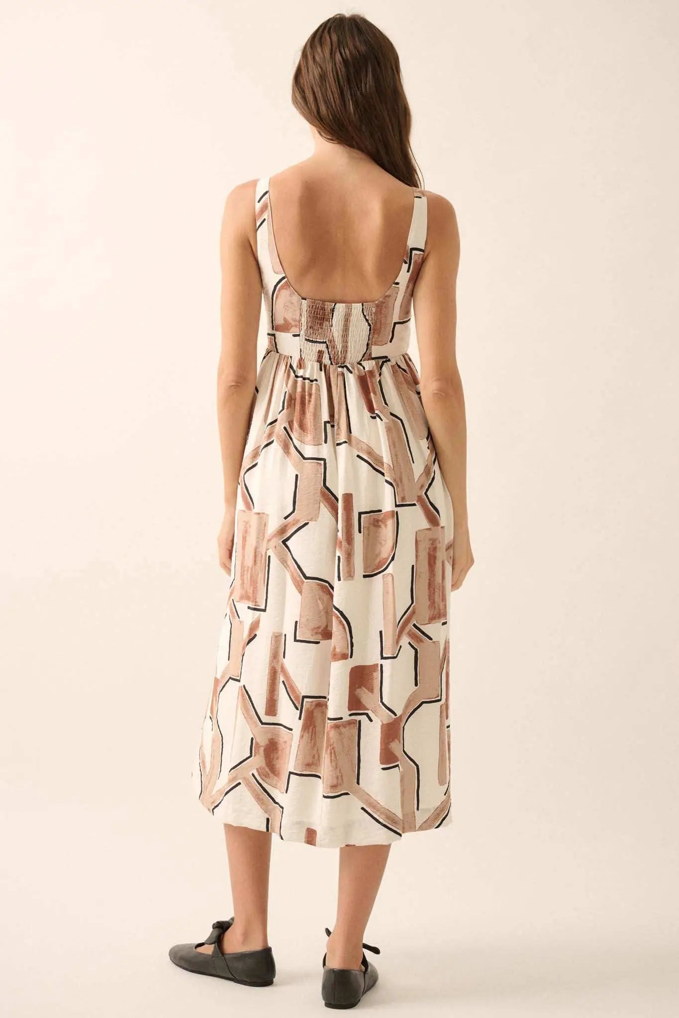 Treasure Trove Abstract-Print Pocket Midi Dress