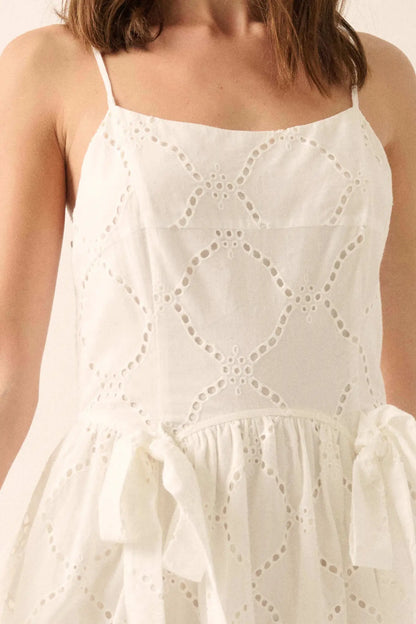 Sunday Girl Eyelet Lace Bow-Detail Midi Dress